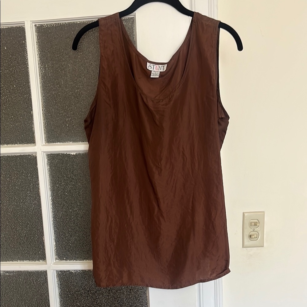 100% Silk 🤎 Rich Brown Tank Vest Sleeveless Top